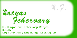 matyas fehervary business card