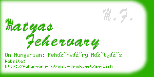 matyas fehervary business card